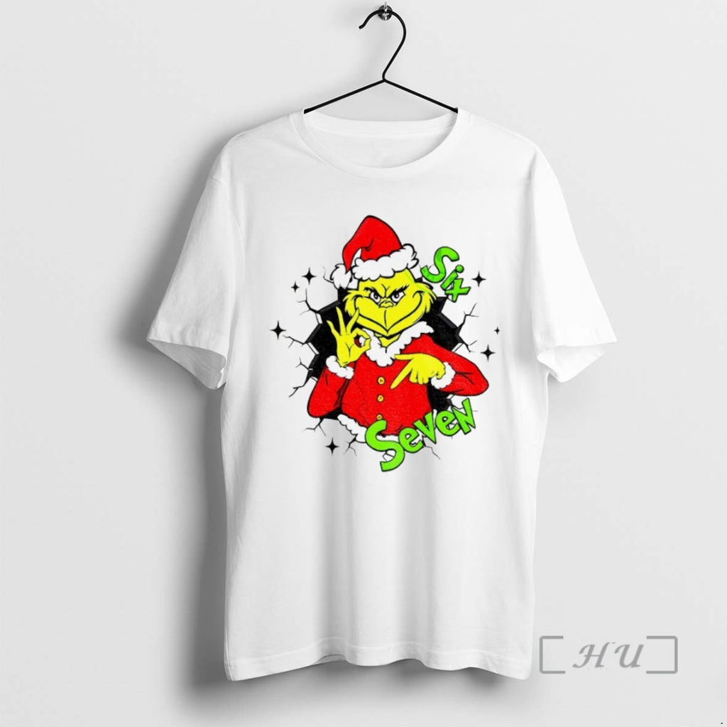 Limited Edition Grinch 6 7 Six Seven Meme Christmas Green Mean Guy Tee Shirt Sweater