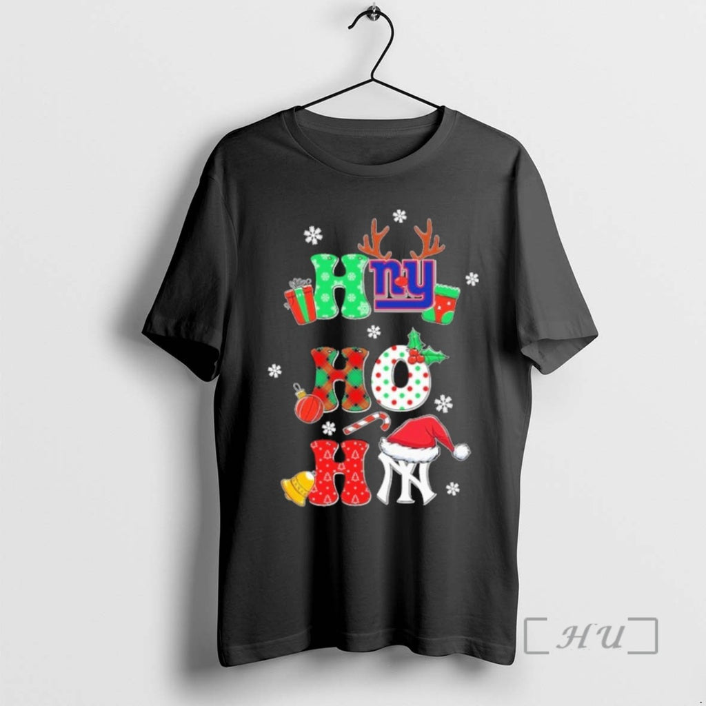 Limited Edition Ho Ho Ho Christmas New York Sports Teams Logo Tee Shirt Sweater