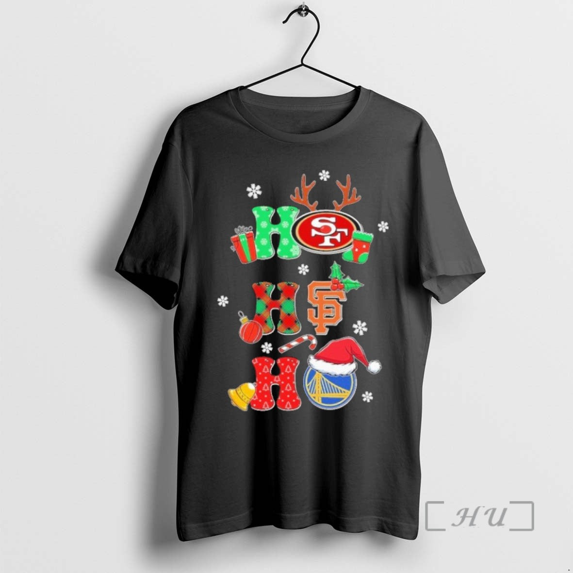 Limited Edition Ho Ho Ho Christmas San Francisco Sports Teams Logo Tee Shirt Sweater