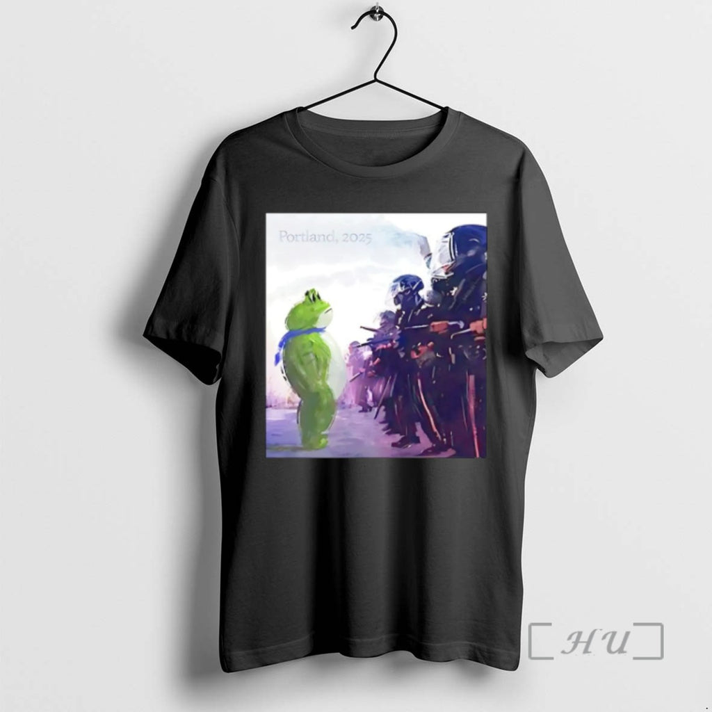 Limited Edition Portland Frog Protest 2025 Anti Trump Art Tee Shirt Sweater