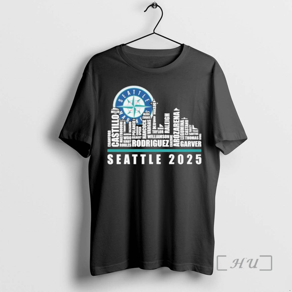 Limited Edition Seattle Mariners 2025 City Text Tee Shirt Sweater