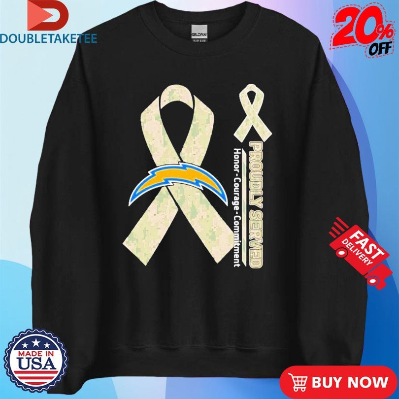 Official Los Angeles Chargers Proudly Served Honor Courage Commitment Breast Cancer Awareness Shirts