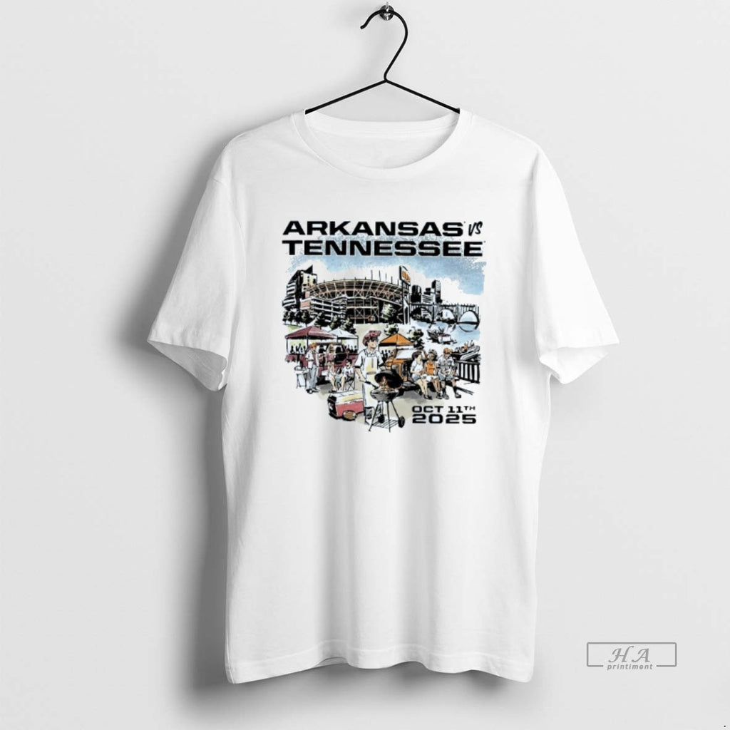 Official Arkansas Razorbacks Vs Tennessee Volunteers Oct 11th 2025 Mens White Tee
