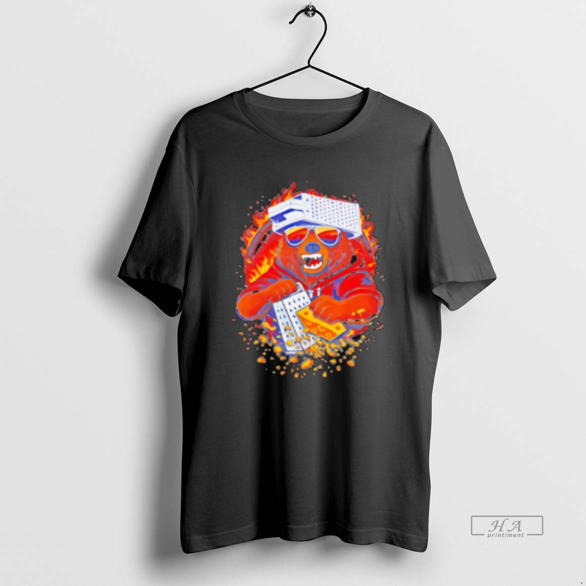 Official Bear With Cheese Grater Hat And Sunglasses Sunset Chicago Bears