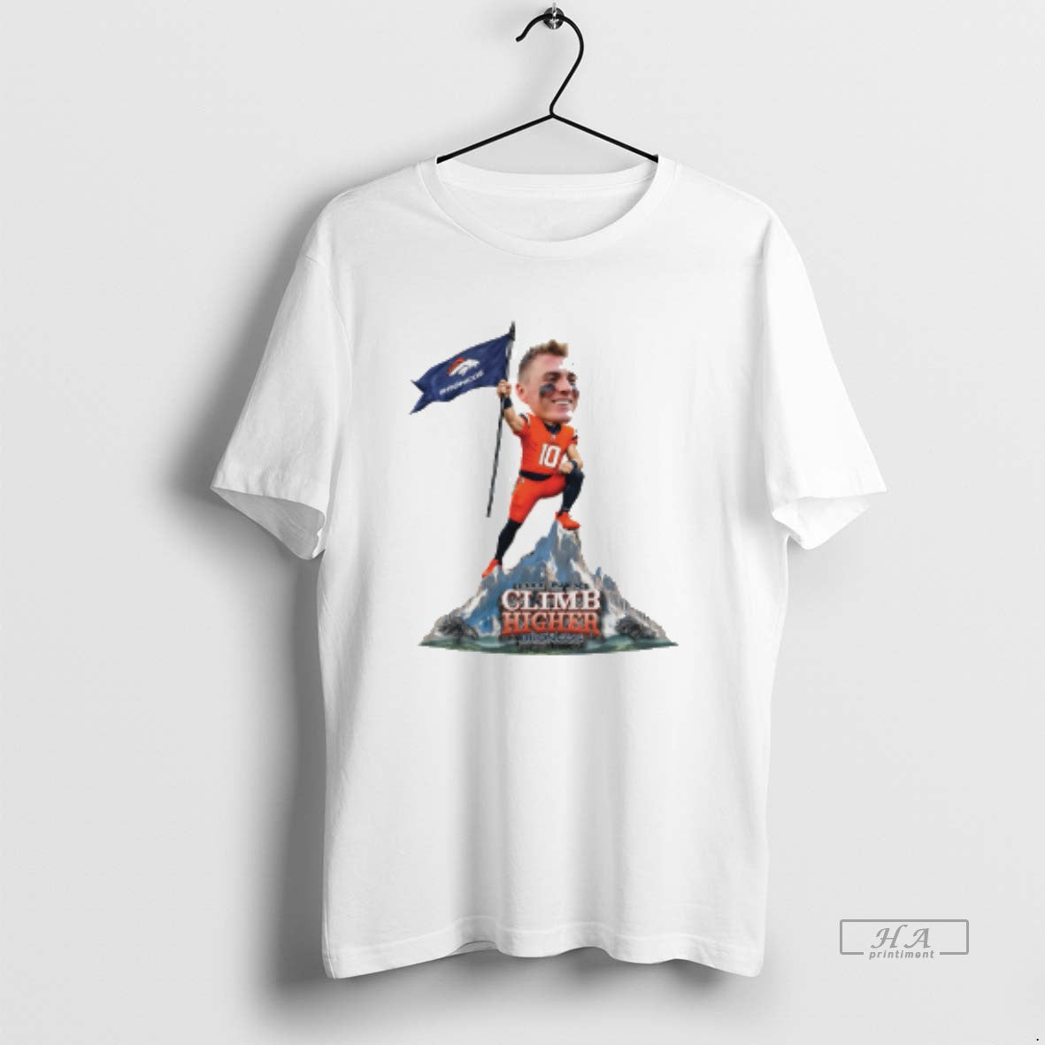 Official Bo Nix Denver Broncos Climb Higher Caricature