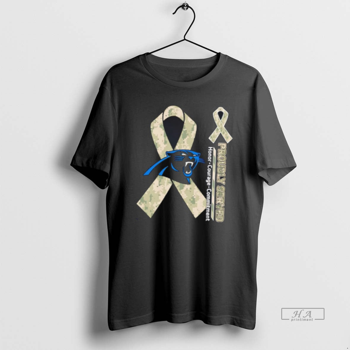 Official Carolina Panthers Proudly Served Honor Courage Commitment Tee