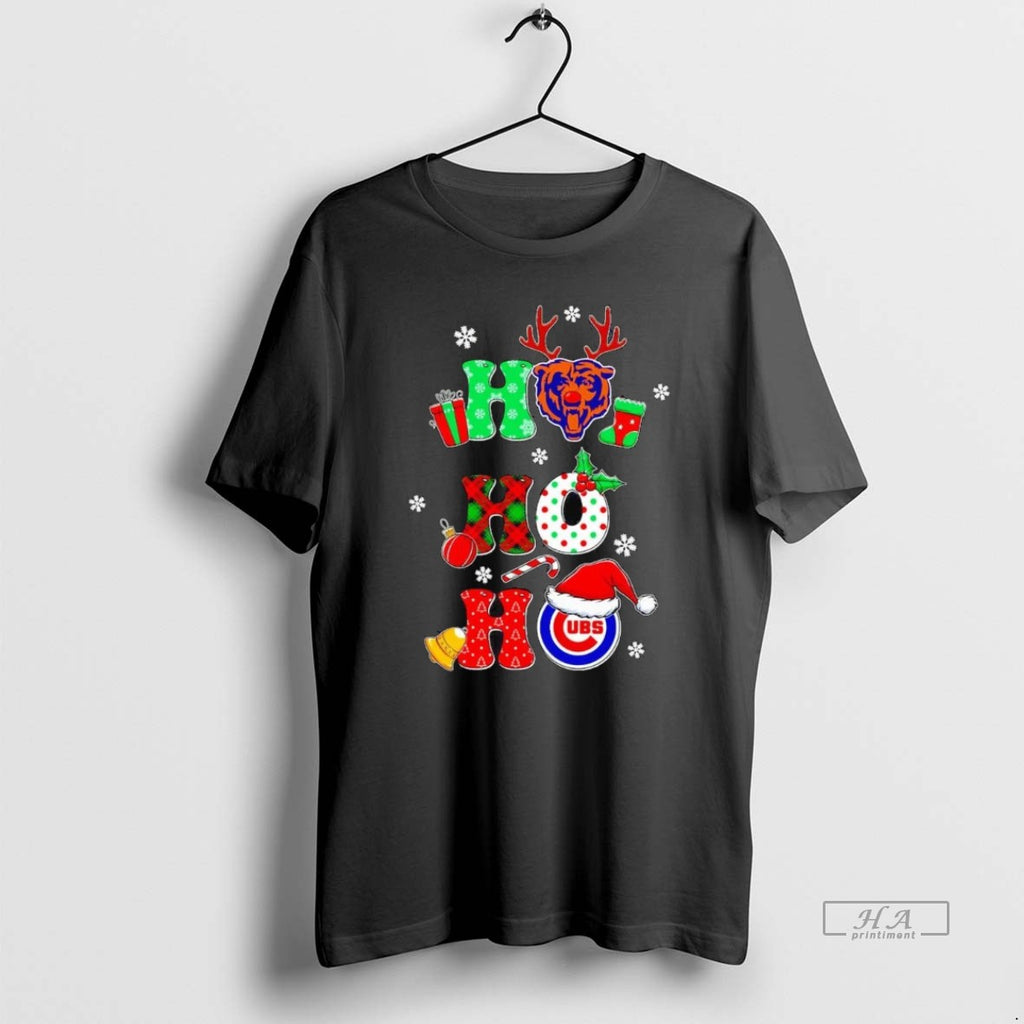 Official Chicago Sports Teams Bears And Cubs Ho Ho Ho Christmas