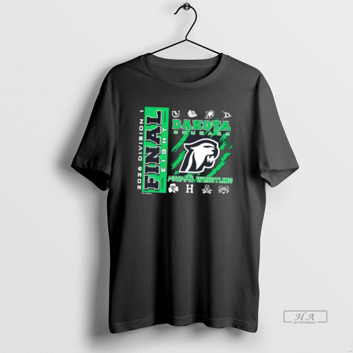 Official Dakota Cougars 2026 Mhsaa Team Wrestling Final 8 D1 Logo Tee