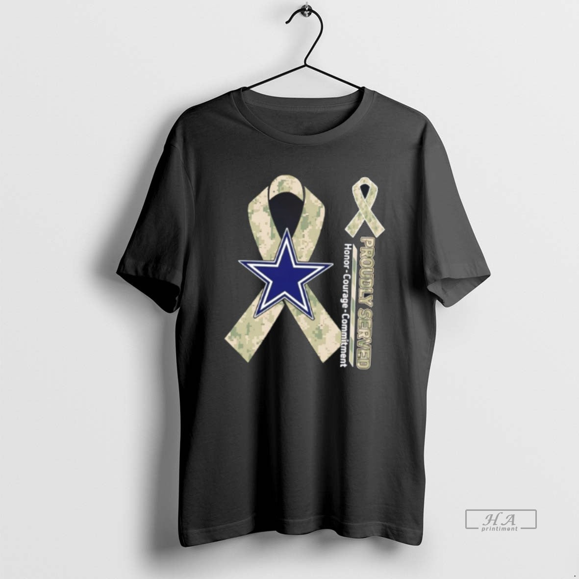 Official Dallas Cowboys Proudly Served Honor Courage Commitment Tee