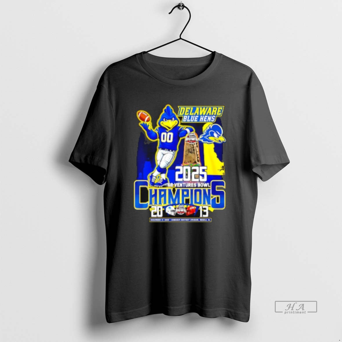 Official Delaware Blue Hens 2025 68 Ventures Bowl Champions Mascot Score