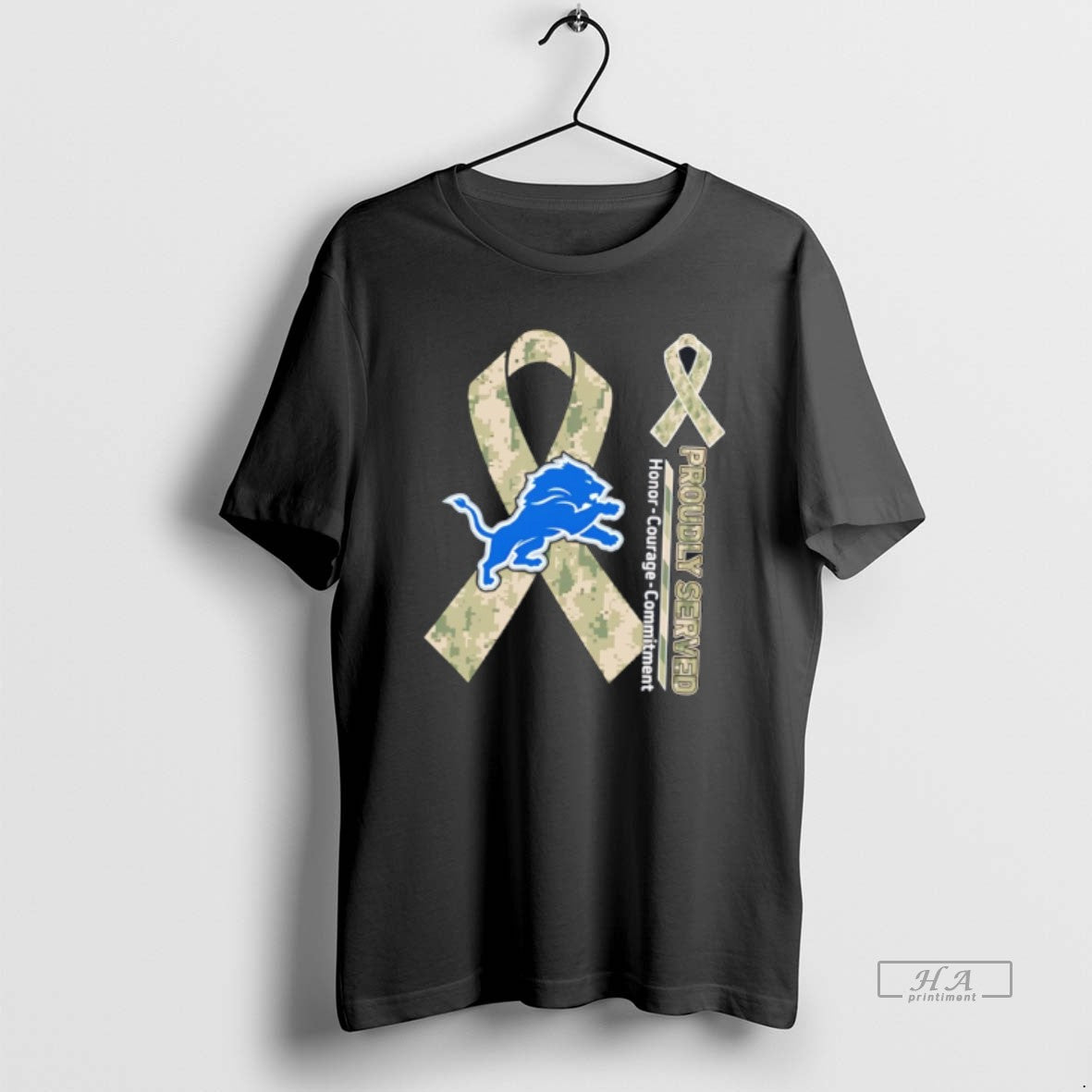 Official Detroit Lions Proudly Served Honor Courage Commitment Tee
