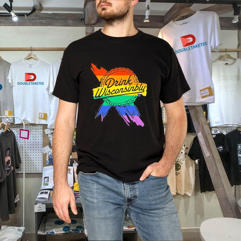 Official Drink Wisconsinbly Retro Ribbon Pride Shirts Unisex , , , Long Sleeve Tee
