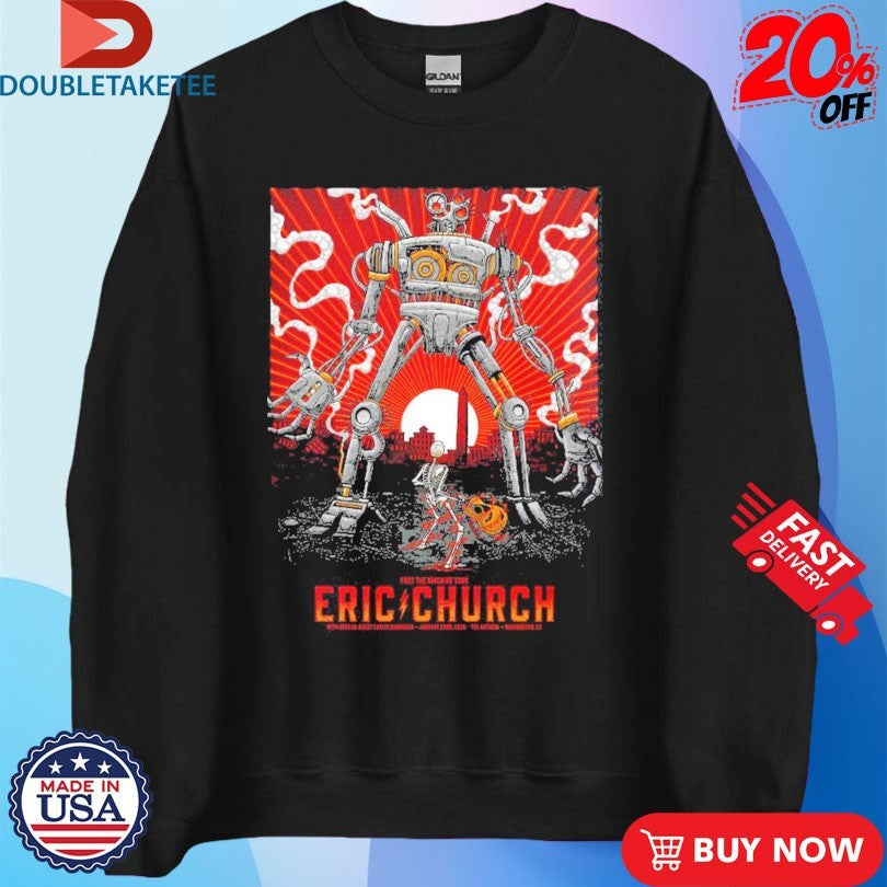 Official Eric Church Washington DC Night 1 And 2 Comined Free The Machine Tour At The Anthem 2026 Robot Shirts