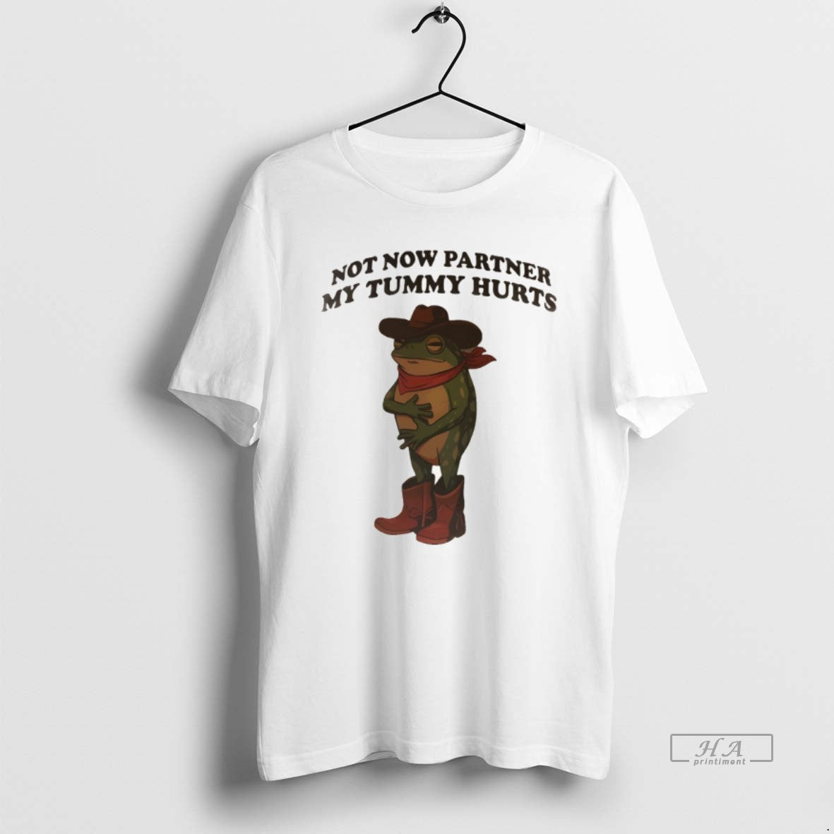 Official Frog Cowboy Not Now Partner My Tummy Hurts Vintage Funny