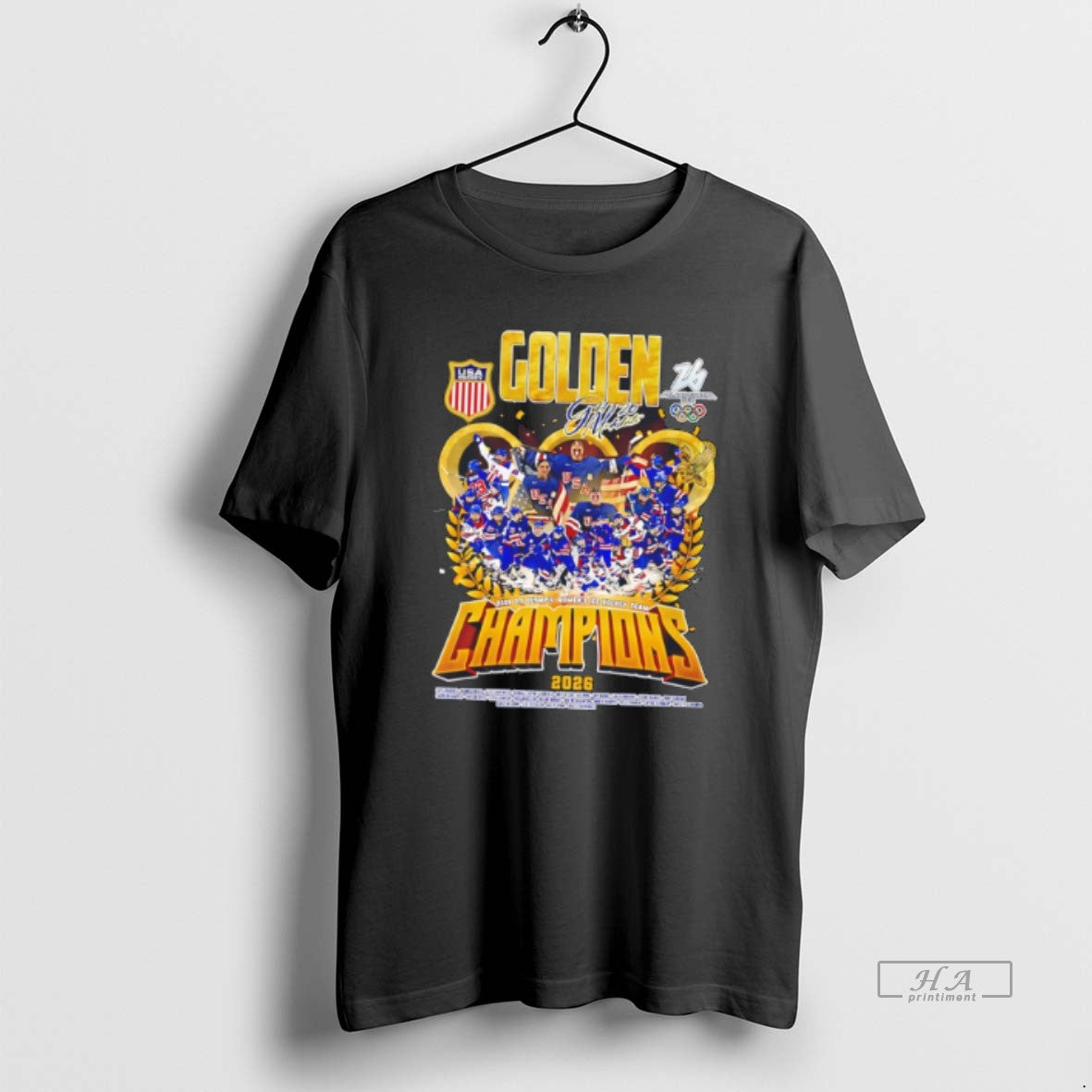 Official Golden 2026 Winter Olympics Usa Womens Ice Hockey Champions Tee