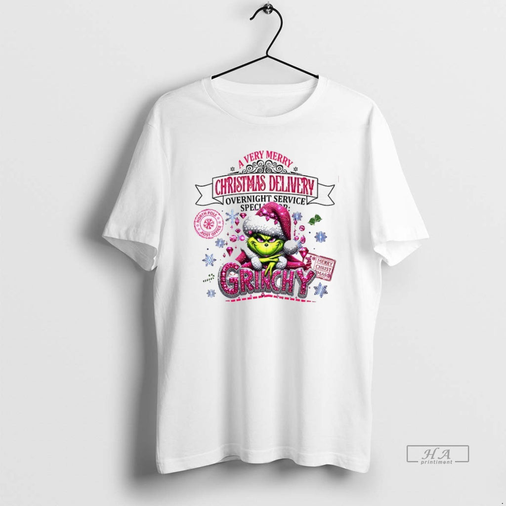 Official Grinchy A Very Merry Christmas Delivery Overnight Service Xmas
