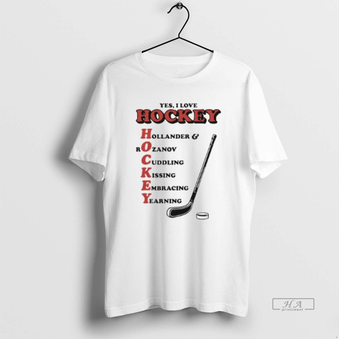 Official I Love Hockey Acronym Hollander Rozanov Cuddling Kissing Embracing