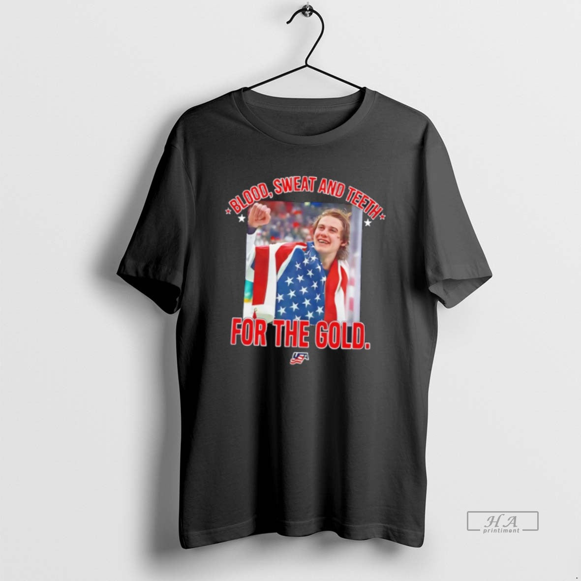 Official Jack Hughes Blood Sweat And Teeth For The Gold Tee