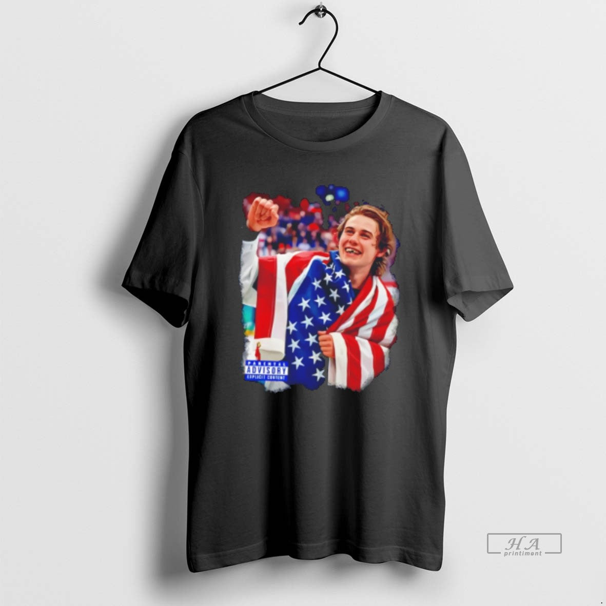 Official Jack Hughes Usa Hockey Champion American Flag Graphic Tee