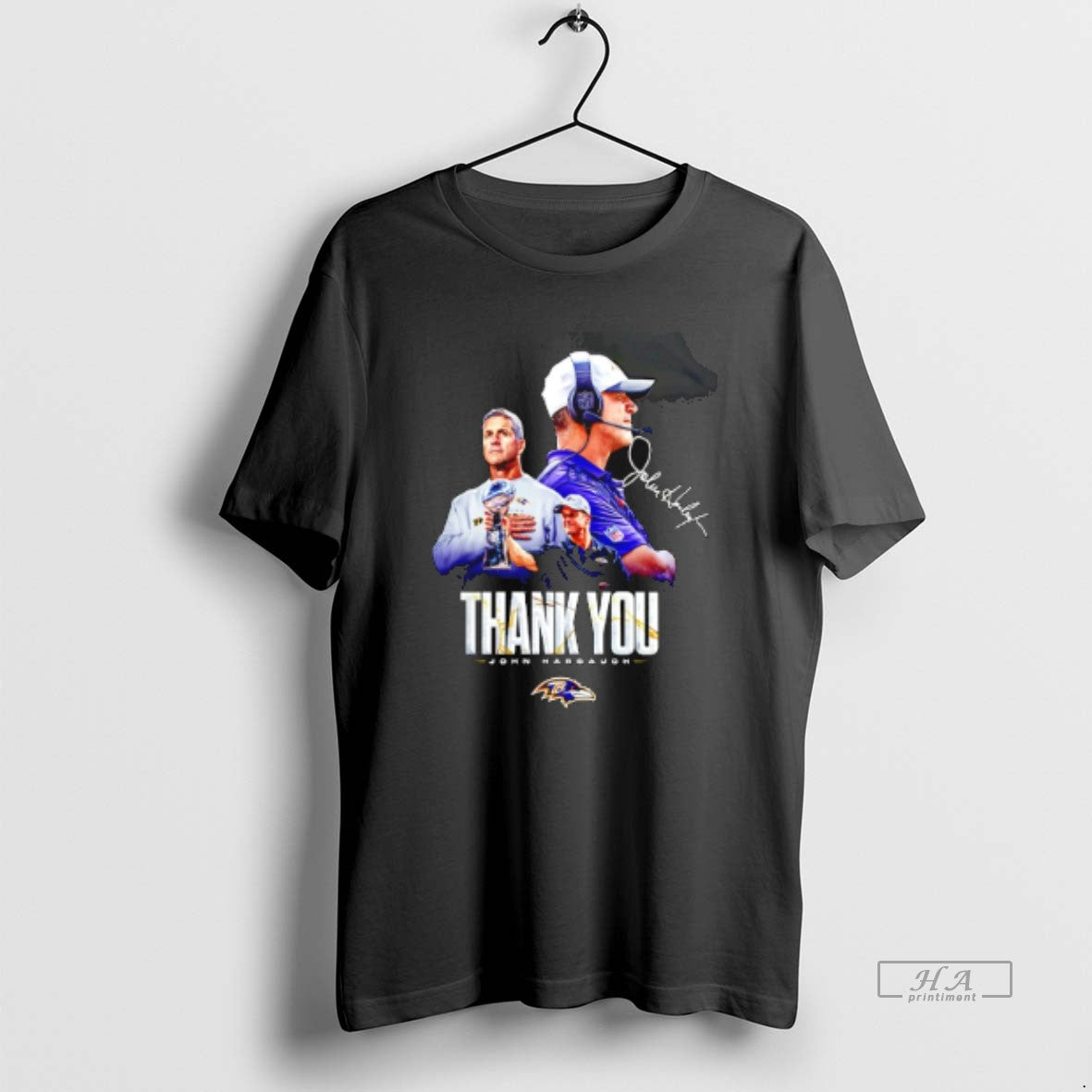 Official John Harbaugh Baltimore Ravens Thank You Signature