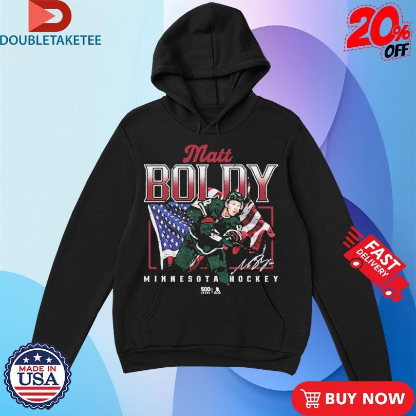 Official Matt Boldy Minnesota Wild Hockey Usa Flag Signature Shirts Unisex , , , Long Sleeve Tee