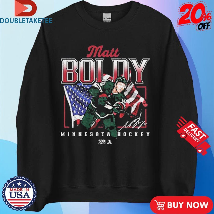 Official Matt Boldy Minnesota Wild Hockey Usa Flag Signature Shirts Unisex , , , Long Sleeve Tee