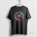 Official Mortal Kombat Dragon Logo Blue Fire Circle Graphic
