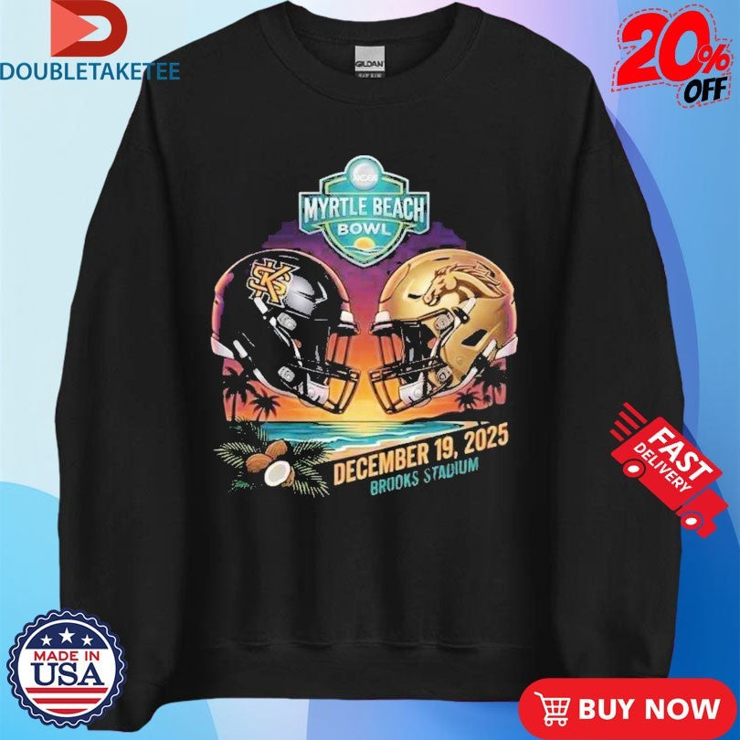 Official Myrtle Beach Bowl Presented By Engine Kennesaw State Owls vs Western Michigan Broncos Helmet Head To Head December 19 2025 At Brooks Stadium Shirts