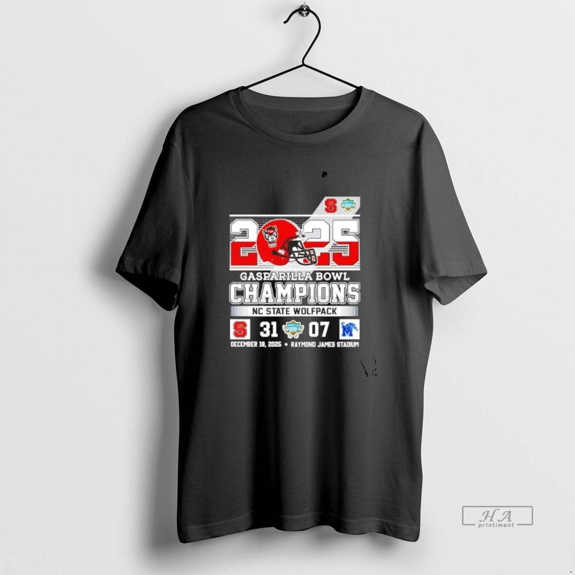 Official Nc State Wolfpack 2025 Gasparilla Bowl Champions Helmet Score