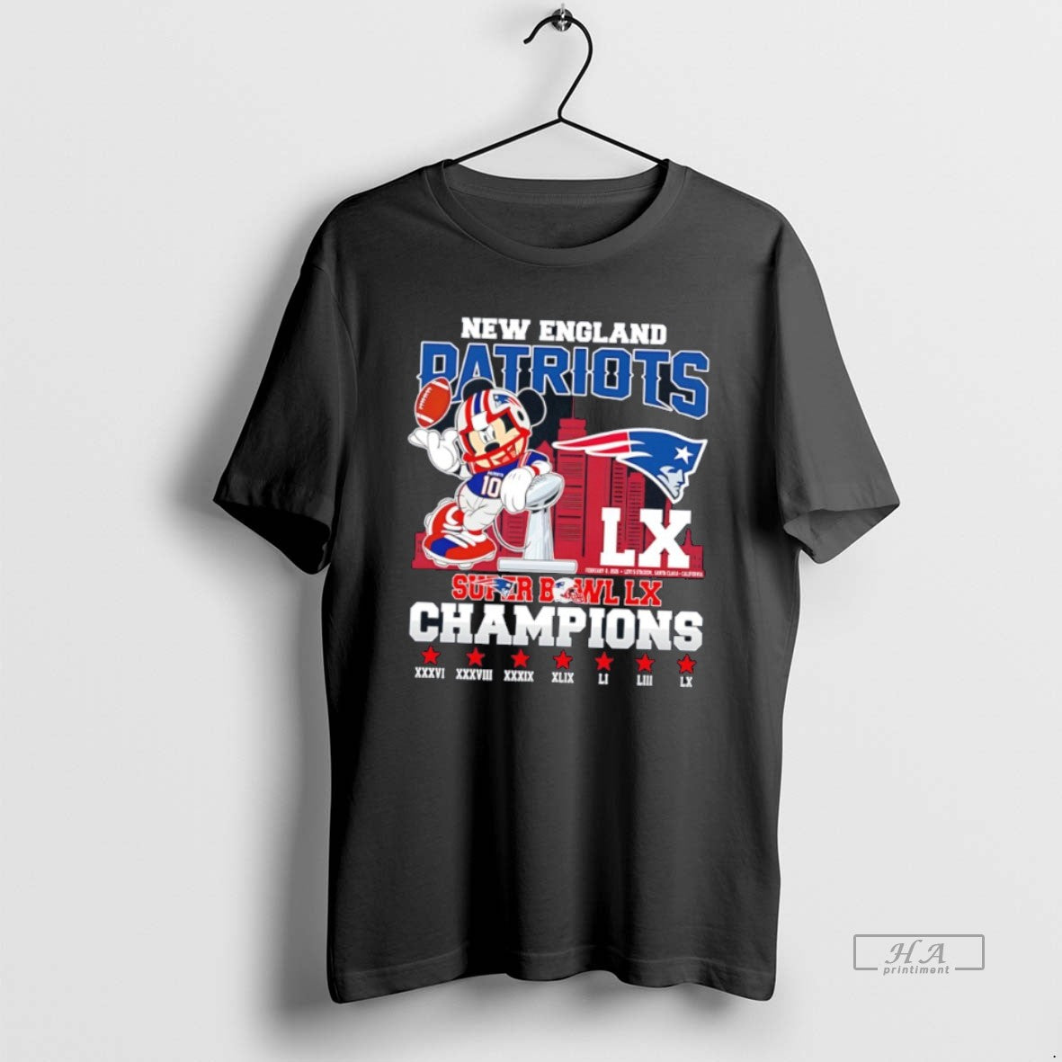 Official New England Patriots X Mickey Mouse Super Bowl Championship Victories Football Trophy