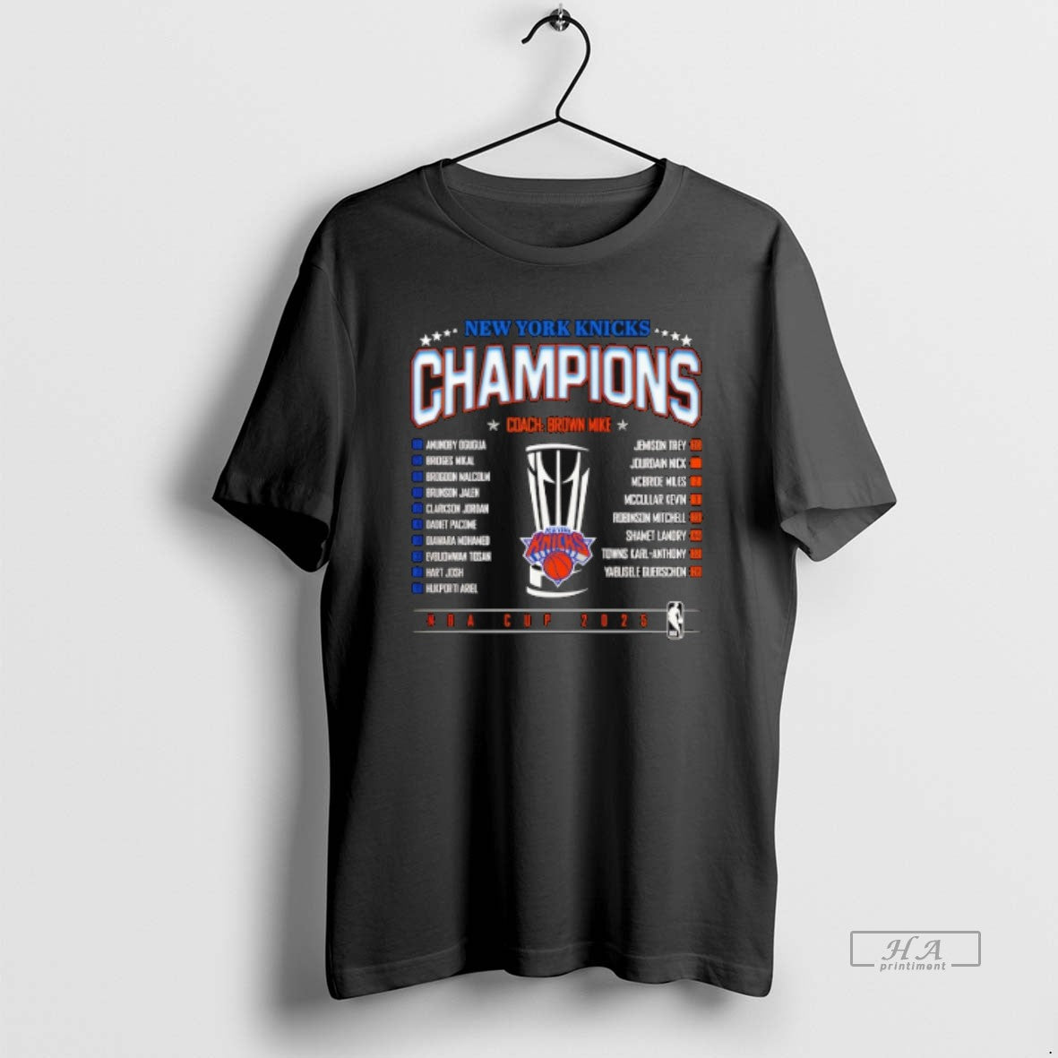 Official New York Knicks 2025 Nba Cup Champions Player Name