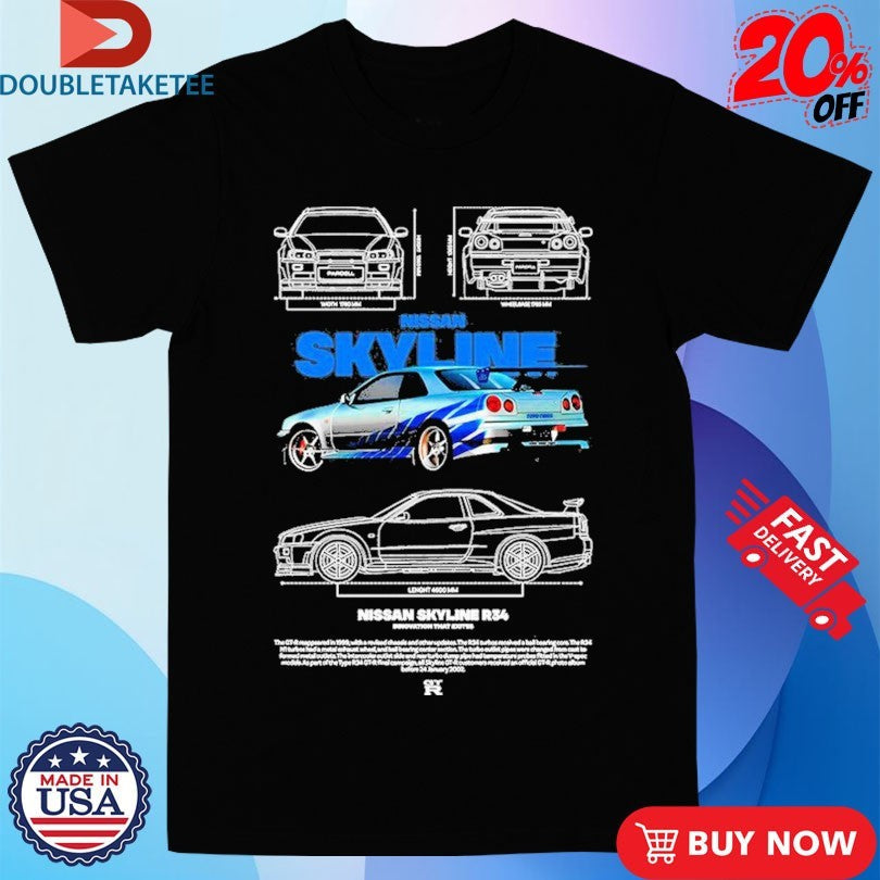 Official Nissan Skyline R34 Shirts Unisex , , , Long Sleeve Tee