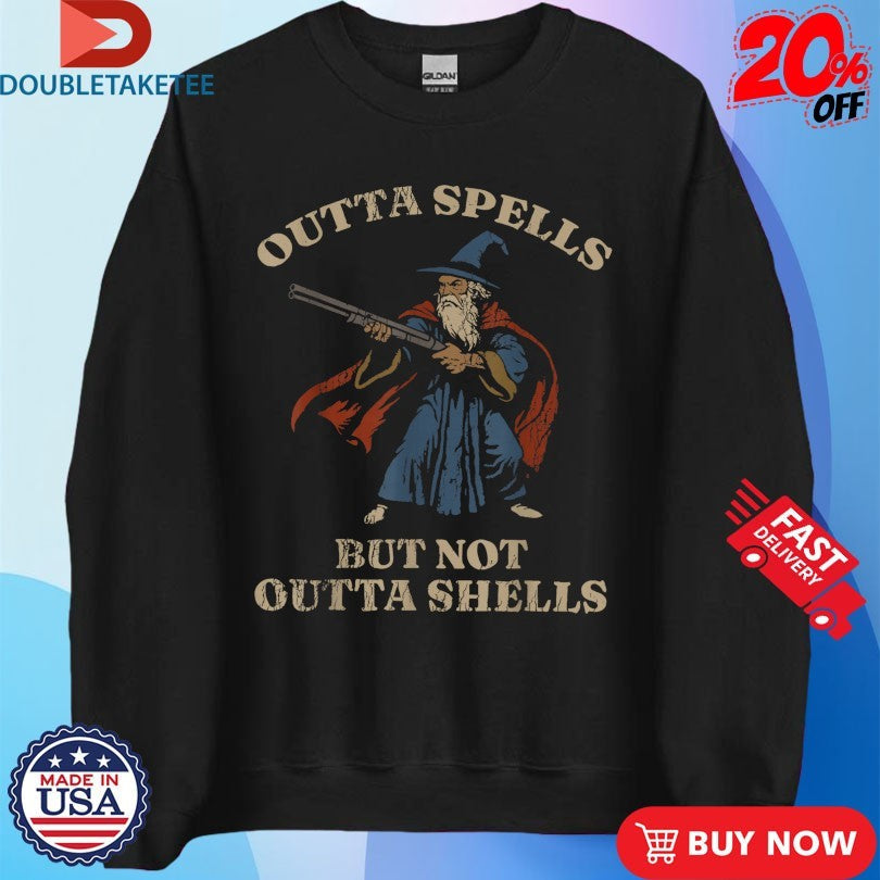 Official Outta Spells But Not Outta Shells Wizard Fantasy Shirts Unisex , , , Long Sleeve Tee