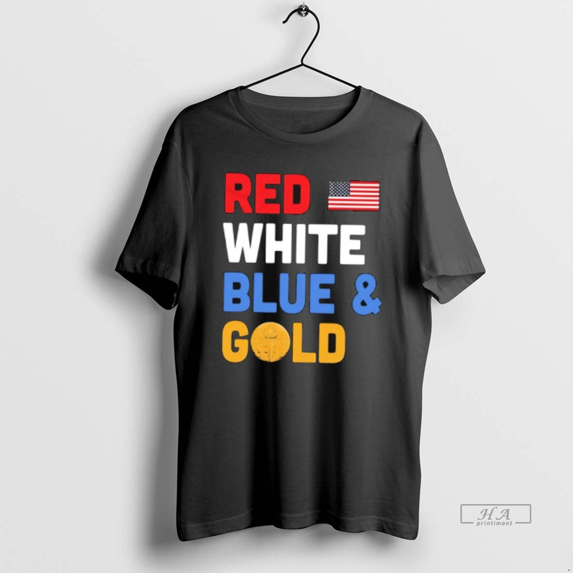 Official Red White Blue Gold Us Flag Torch Graphic