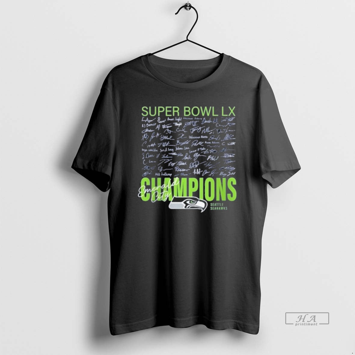 Official Seattle Seahawks 2026 Super Bowl Lx Champions Emerald City Signatures