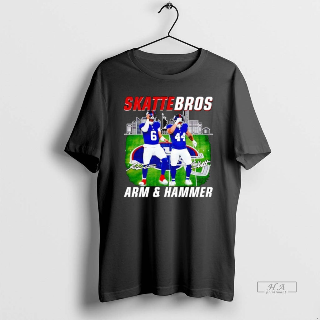 Official Skattebros Arm And Hammer Jaxson Dart And Cam Skattebo New York Giants