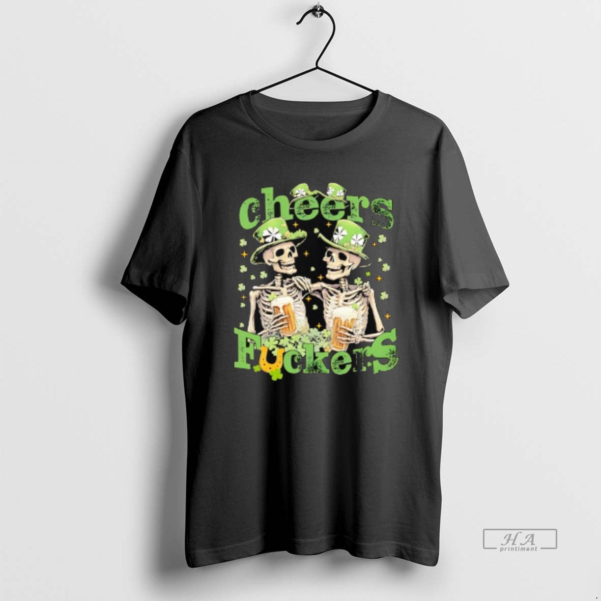 Official Skeleton Drinking Beer Cheers Fuckers St Patricks Day Funny