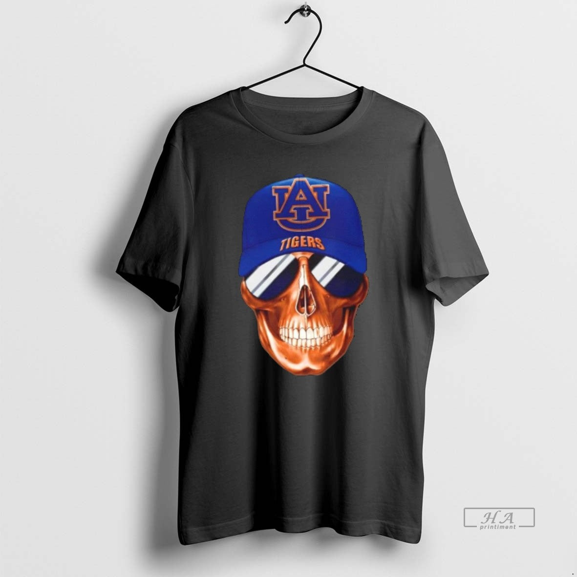 Official Skull Wearing A Cap And Smile Auburn Tigers Fans