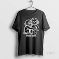 Official Stay Soft Monkey Hugging Monkey White Line Art