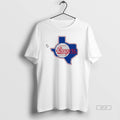 Official Texas Rangers Baseball Blue State Outline Script Logo
