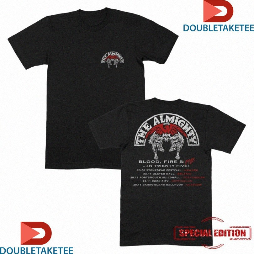 Official The Almighty Blood Fire Five Tour 2025 Shirts Unisex , , , Long Sleeve Tee