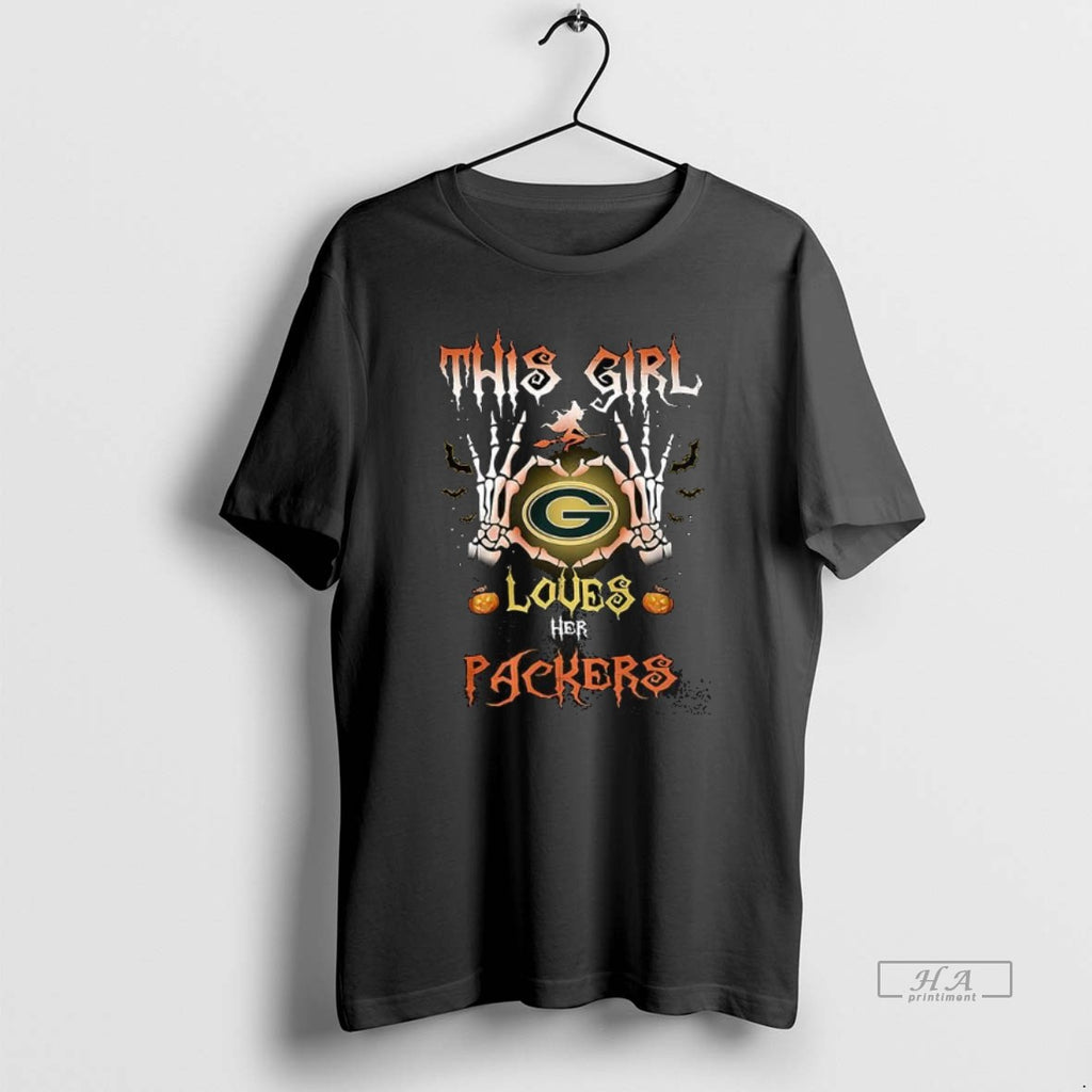 Official This Girl Loves Her Green Bay Packers Skeleton Halloween