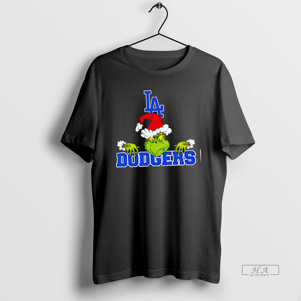 Official Top Los Angeles Dodgers Logo Baseball Grinch Christmas