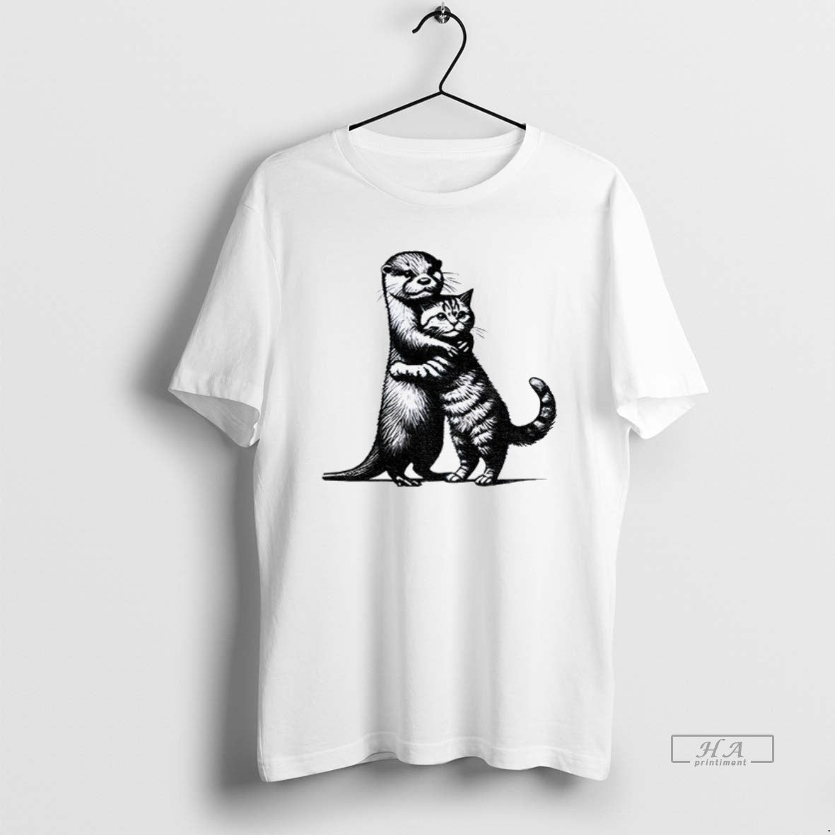 Official Trendy Otter Hug Cat Funny Meme Unisex , , , Long Sleeve Tee