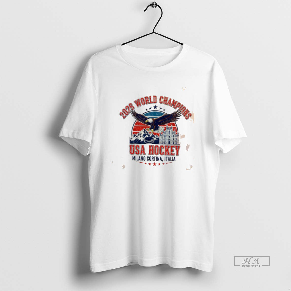 Official Usa Hockey World Champions Milano 2026 Vintage Tee