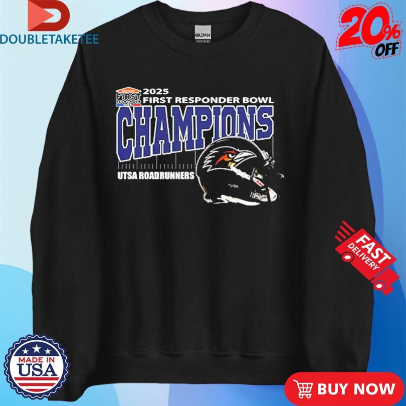 Official UTSA Roadrunners Football Are First Responder Bowl Champions 2025 Helmet Shirts Unisex , , , Long Sleeve Tee