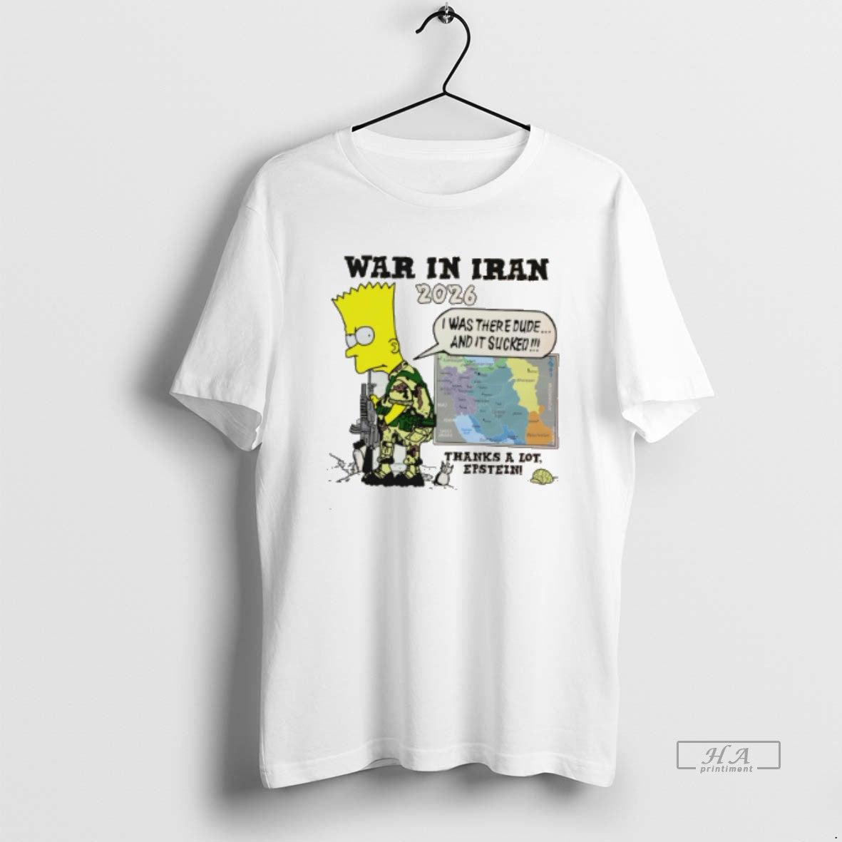 Official War In Iran Thanks A Lot Epstein Cartoon Tee