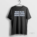 Official Wears Black Drinks Coffee Avoids People