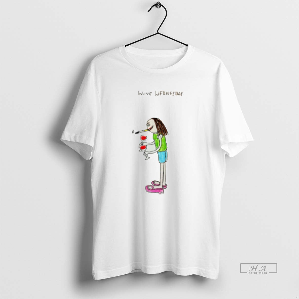 Official Wine Wednesday Girl Smoking Paint Tee