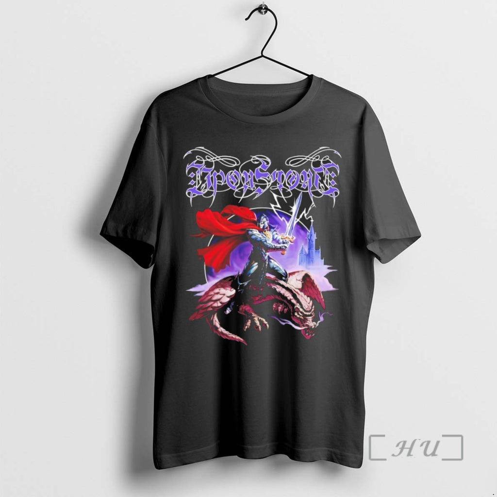 Officials Ironsword Dark Knight Riding Dragon Metal Tee Shirt Sweater